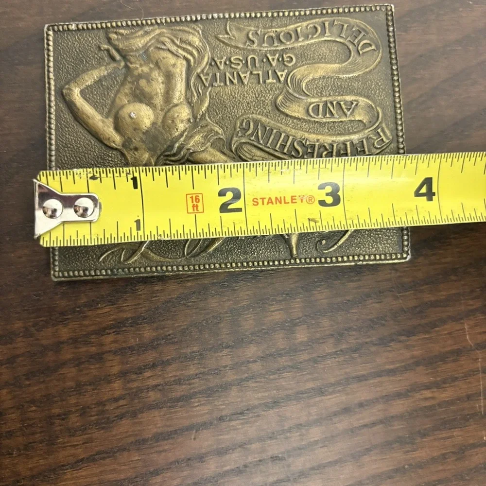 Vintage Coca Cola Belt Buckle Atlanta GA Brass Art Nouveau Lady Heavy